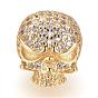 Brass Micro Pave Cubic Zirconia Beads, Skull