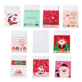 Пластиковый пакет для выпечки с рождественской тематикой, с самоклеющейся, для шоколада, конфеты, печенье, квадратный