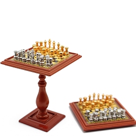 Alloy Chess Table Model, Micro Landscape Dollhouse Decoration, Pretending Prop Accessories