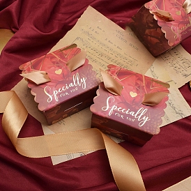 Boîtes à bonbons pliantes en carton, boîte d'emballage de cadeau de mariage, avec ruban, rectangle