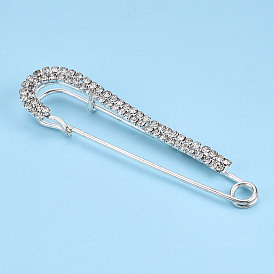 Crystal Rhinestone Safety Pin Brooch, Creative Brass Badge for Backpack Clothes