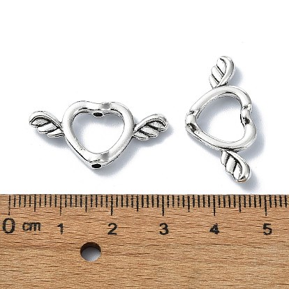 Tibetan Style Alloy Bead Frame, Heart with Wings