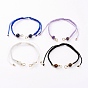 Adjustable Nylon Thread Braided Bead Bracelet Making, with Natural Gemstone Bead and Brass Beads