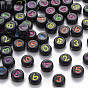 Opaque Acrylic Beads, Flat Round with Random Mixed Number