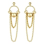 304 Stainless Steel Round Beaded Dangle Stud Earrings, Chains Tassel Earrings
