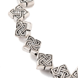 Tibetan Style Rhombus Alloy Bead Strands, Lead Free & Cadmium Free & Nickel Free, 7x4mm, Hole: 1mm, about 23pcs/strand, 8 inch