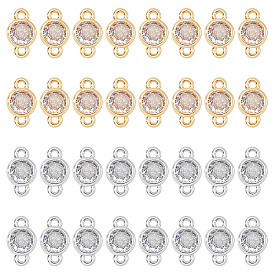 32 шт. 2 цвета экологически чистые стойка покрытие латунь паве прозрачный кубический цирконий соединительные подвески, долговечный, плоско-круглые