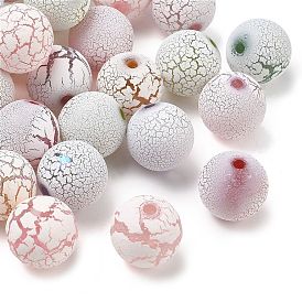 Spray Painted Acrylic Beads, Frosted Crackle Beads, Round