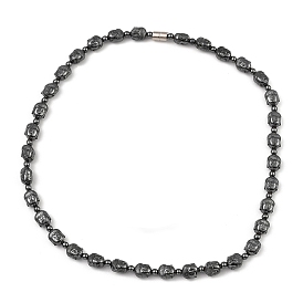 Colliers de perles en hématite synthétique non magnétique, tête de bouddha, pour femmes et hommes, avec un alliage fermoir magnétique