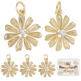 10шт. подвески из латуни с гальваническим покрытием и кубическим цирконием, без кадмия и без свинца, долговечный, цветок, с целью перехода в кольце