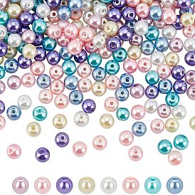 400 pièces 8 perles rondes en verre nacré peintes à la peinture au four