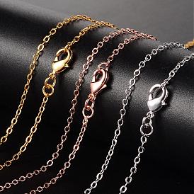 Brass Necklacess, Cable Chain, with Lobster Clasp