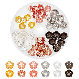 Chgcraft 90 pcs 6 couleurs bouchons de perles en laiton, 5 pétales, fleur