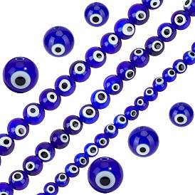 3 нити 3 стили круглых бусин ручной работы в технике лэмпворк с изображением сглаза