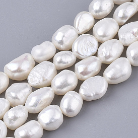 Natural Cultured Freshwater Pearl Beads Strands, Two Sides Polished