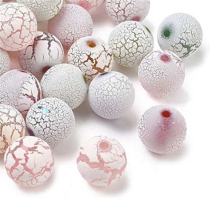 Spray Painted Acrylic Beads, Frosted Crackle Beads, Round