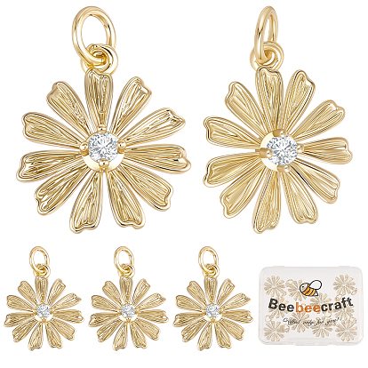 10шт. подвески из латуни с гальваническим покрытием и кубическим цирконием, без кадмия и без свинца, долговечный, цветок, с целью перехода в кольце