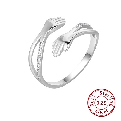 925 Кольца-манжеты из стерлингового серебра с микропаве из прозрачных кубических цирконий