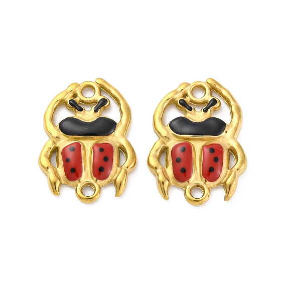 304 подвески-соединители в виде божьей коровки из нержавеющей стали красного и черного цвета, ионное покрытие (ip)