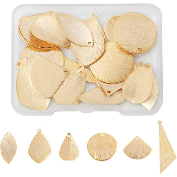 24шт 6 стиль латунные подвески, веер, треугольник и капля