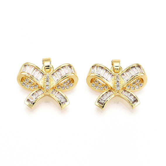 Латунные микро проложить кубического циркония подвески, без кадмия и без свинца, бантом прелести