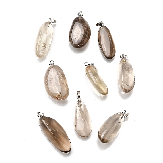 Природных драгоценных камней подвески, самородки прелести, с 201 скобами из нержавеющей стали, цвет нержавеющей стали