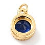 Real 18K Gold Plated Brass Inlaid Cubic Zirconia Charms, with Jump Ring, Long-Lasting Plated, Flat Round