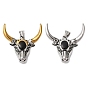 304 подвески из нержавеющей стали, с эмалью, Ox-голова, чёрные