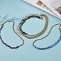 Mixed Natural Gemstone Beaded Necklaces, 304 Stainless Steel Cuban Chains Choker Necklace with Toggle Clasps for Women