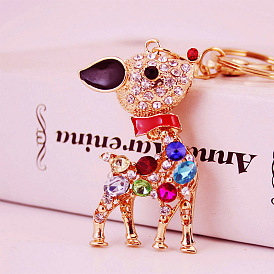 Creative cute colorful cartoon sika deer animal key chain ladies accessories metal pendant key chain 1158