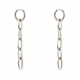 304 Stainless Steel Huggie Hoop Earrings, with Link Chains