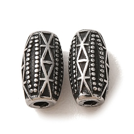 304 Stainless Steel Beads, Column with Triangle & Dot Pattern