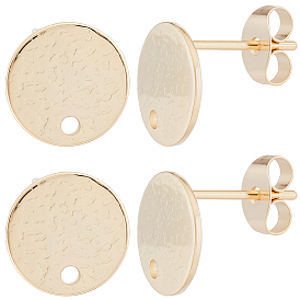 32шт. 201 плоские круглые серьги-гвоздики из нержавеющей стали, с 304 штифтов из нержавеющей стали