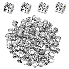 200G Tibetan Style Zinc Alloy Beads, Large Hole Column Beads, Lead Free & Cadmium Free