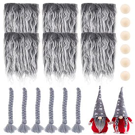 DIY Christmas Theme Decorated Accessories Kit, with Imitation Wool Mustaches, Wooden Beads, Polyester & Acrylic Fibers Braided Imitaion Pigtails