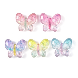 Transparent Epoxy Resin Butterfly Decoden Cabochons, with Glitter Powder