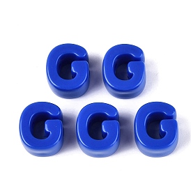 Perles européennes opaques acrylique, Perles avec un grand trou   , lettre g