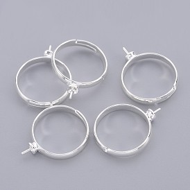 Brass Ring mountings And Settings, for Half Drilled Beads, Adjustable