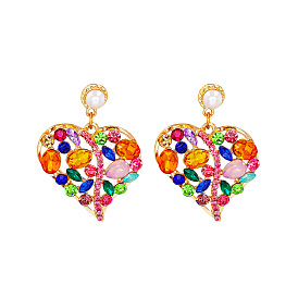 Colorful Gemstone Vintage Heart-shaped Earrings for Women