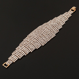 Minimalist Silver Gold Micro-inlaid Wide Diamond Bracelet/Bracelet - Women's Accessories B157.