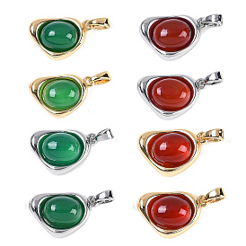 Подвески из натурального агата (окрашенного и нагретого), латунь сердце прелести