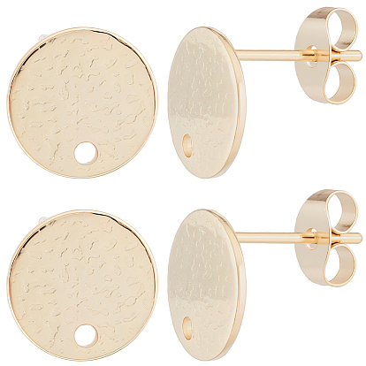 32шт. 201 плоские круглые серьги-гвоздики из нержавеющей стали, с 304 штифтов из нержавеющей стали