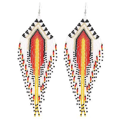 Серьги-подвески из стеклянных бусин ручной работы в стиле бохо для повседневного ношения, платина