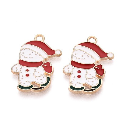 Подвески из сплава и эмали, снеговик, без кадмия и без свинца, золотой свет