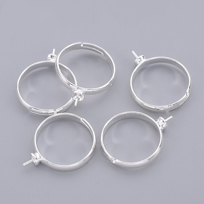 Brass Ring mountings And Settings, for Half Drilled Beads, Adjustable