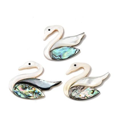 Кабошоны из натуральных пресноводных раковин, раковин морского ушка и белых раковин., лебедь