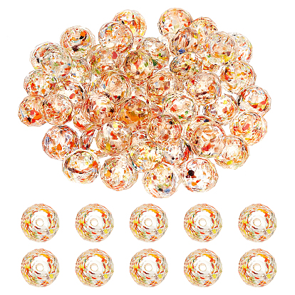 60Pcs Handmade Lampwork Beads, Faceted Round