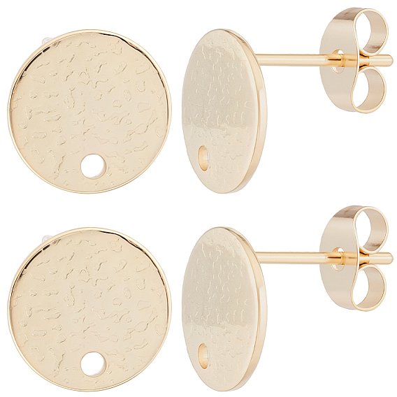 32шт. 201 плоские круглые серьги-гвоздики из нержавеющей стали, с 304 штифтов из нержавеющей стали