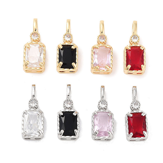 Латунные микро проложить кубического циркония подвески, без кадмия, без никеля и без свинца, прямоугольные