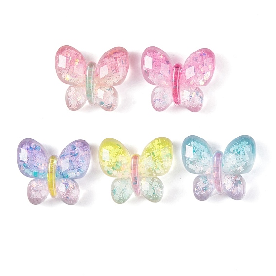 Прозрачные кабошоны бабочки из эпоксидной смолы, с блеском порошок